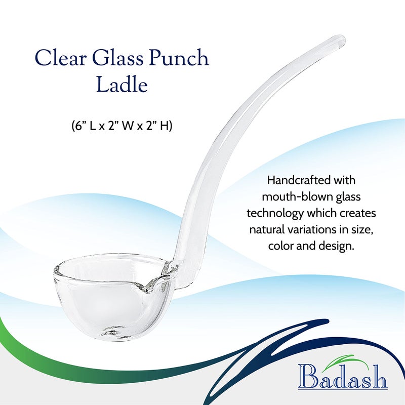 Badash 6" Small Glass Gravy Ladle, Artisan Heritage Quality Mouth-Blown Lead-Free Crystal, Elegant Small Spoon-Sized Serving Clear Utensil perfect For Sauce & Salad Dressing, Presentation Packaging - Image 3